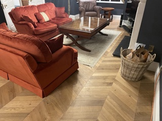 A chevron design floor